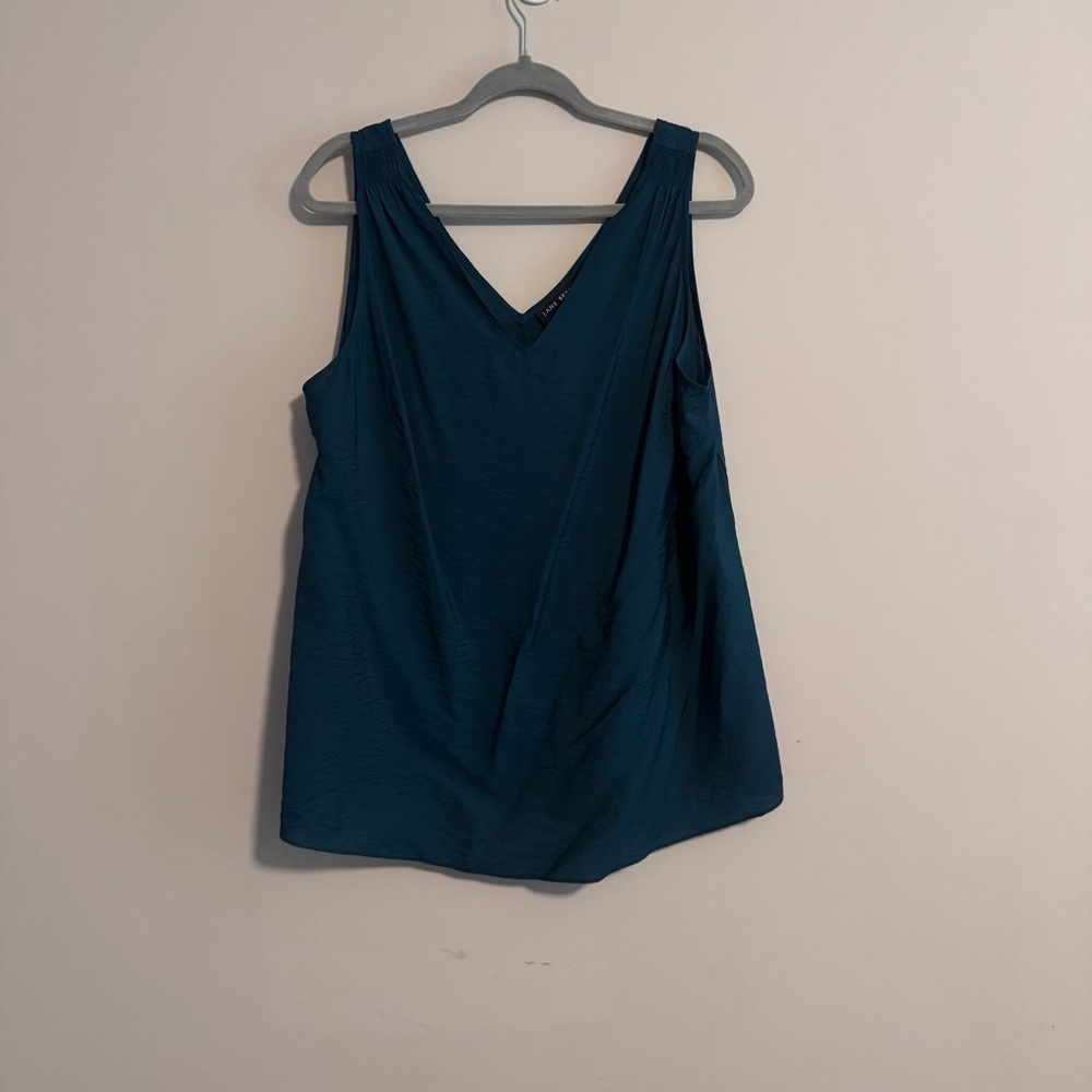 Lane Bryant Deep Teal V-Neck Tank Top